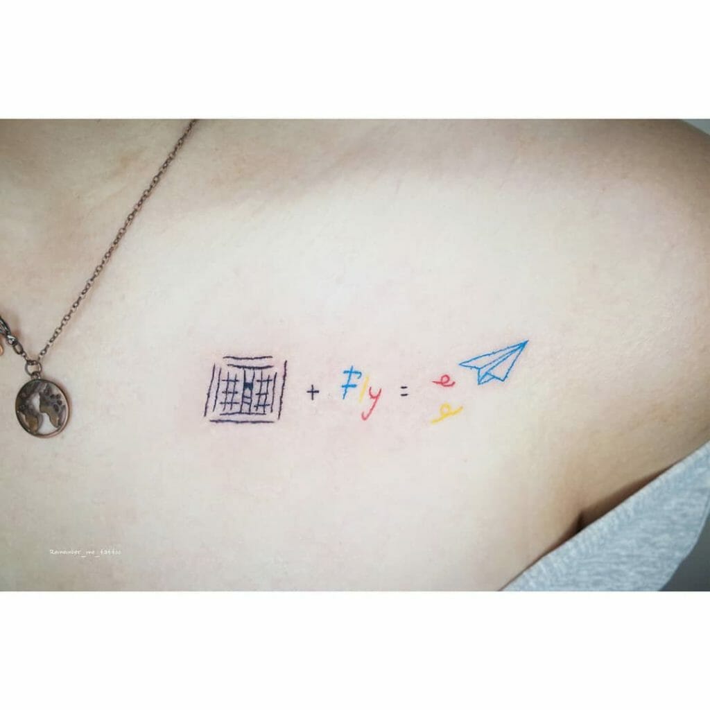 Primary Colored Tattoo Inks Paper Plane Tattoo Designs