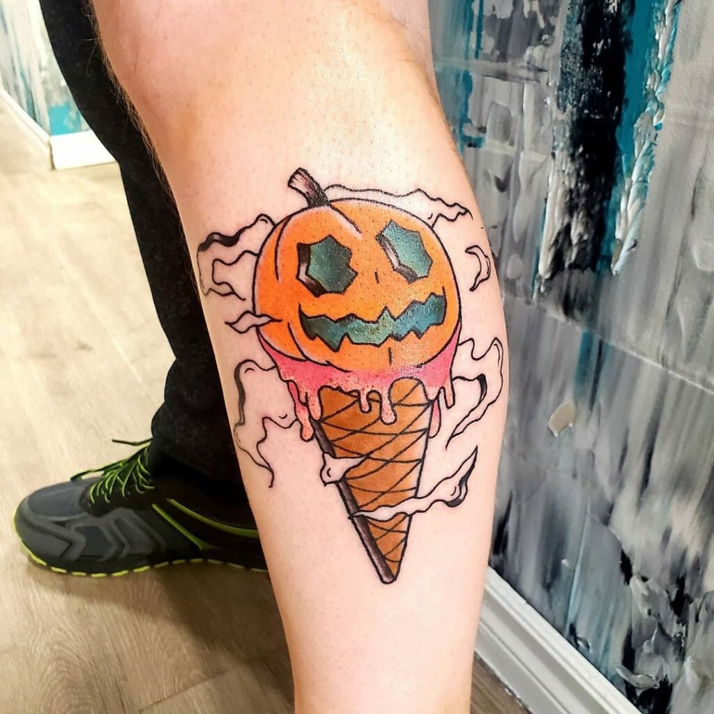 Pumpkin Ice Cream Halloween Tattoo