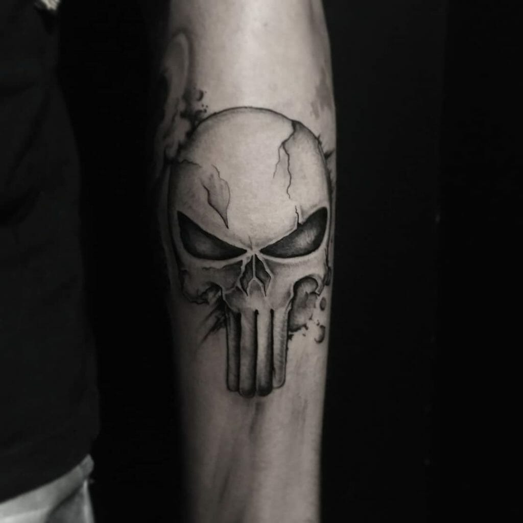 Punisher Skull Tattoo Designs Black & White Ink