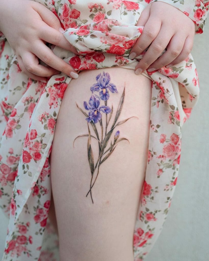 Purple Iris Flower Tattoo