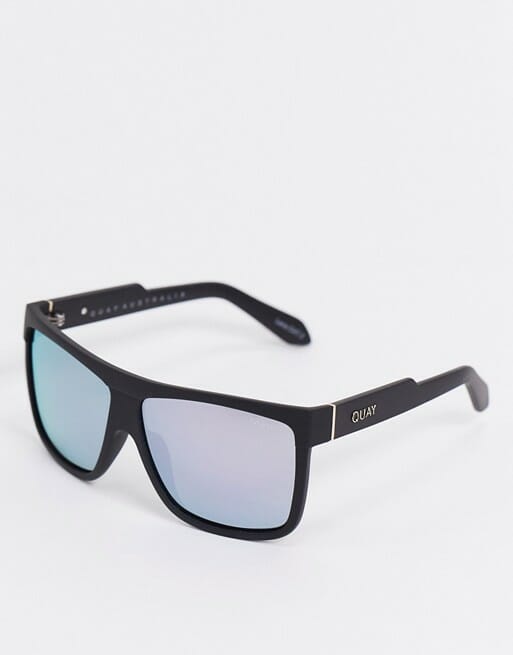 Quay Australia Barnun flat brow square sunglasses in black