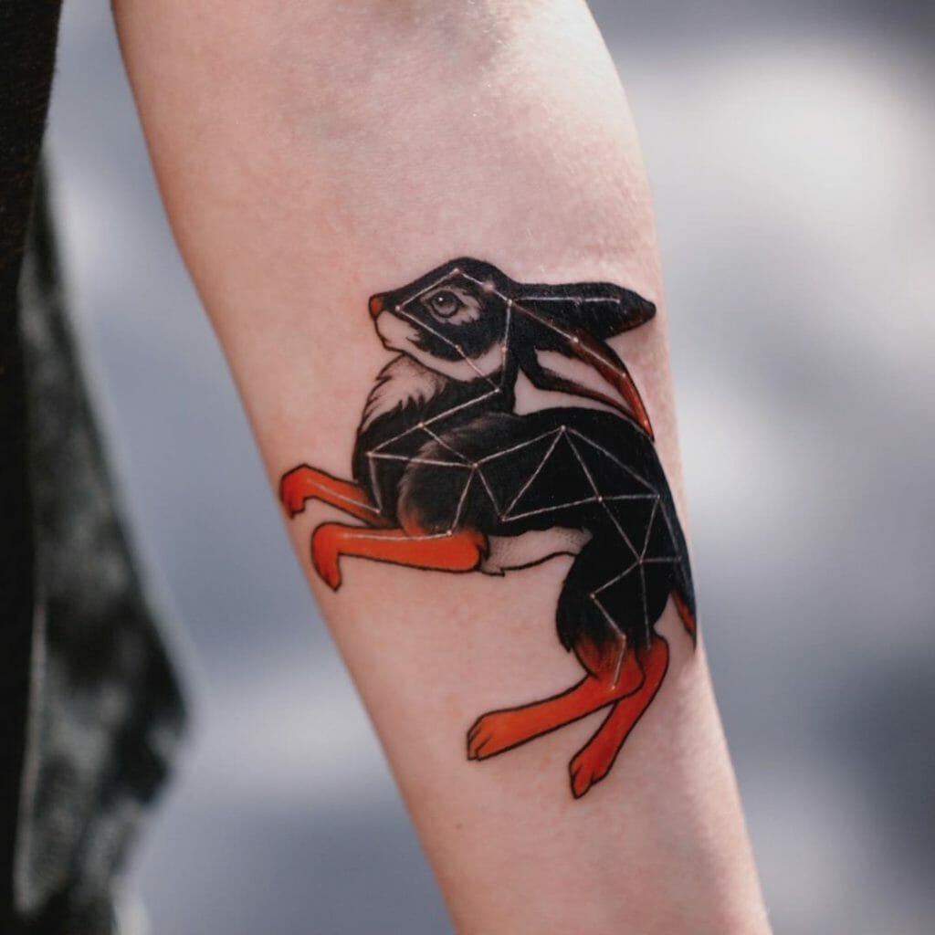 Rabbit Tattoo Orange & Black Art