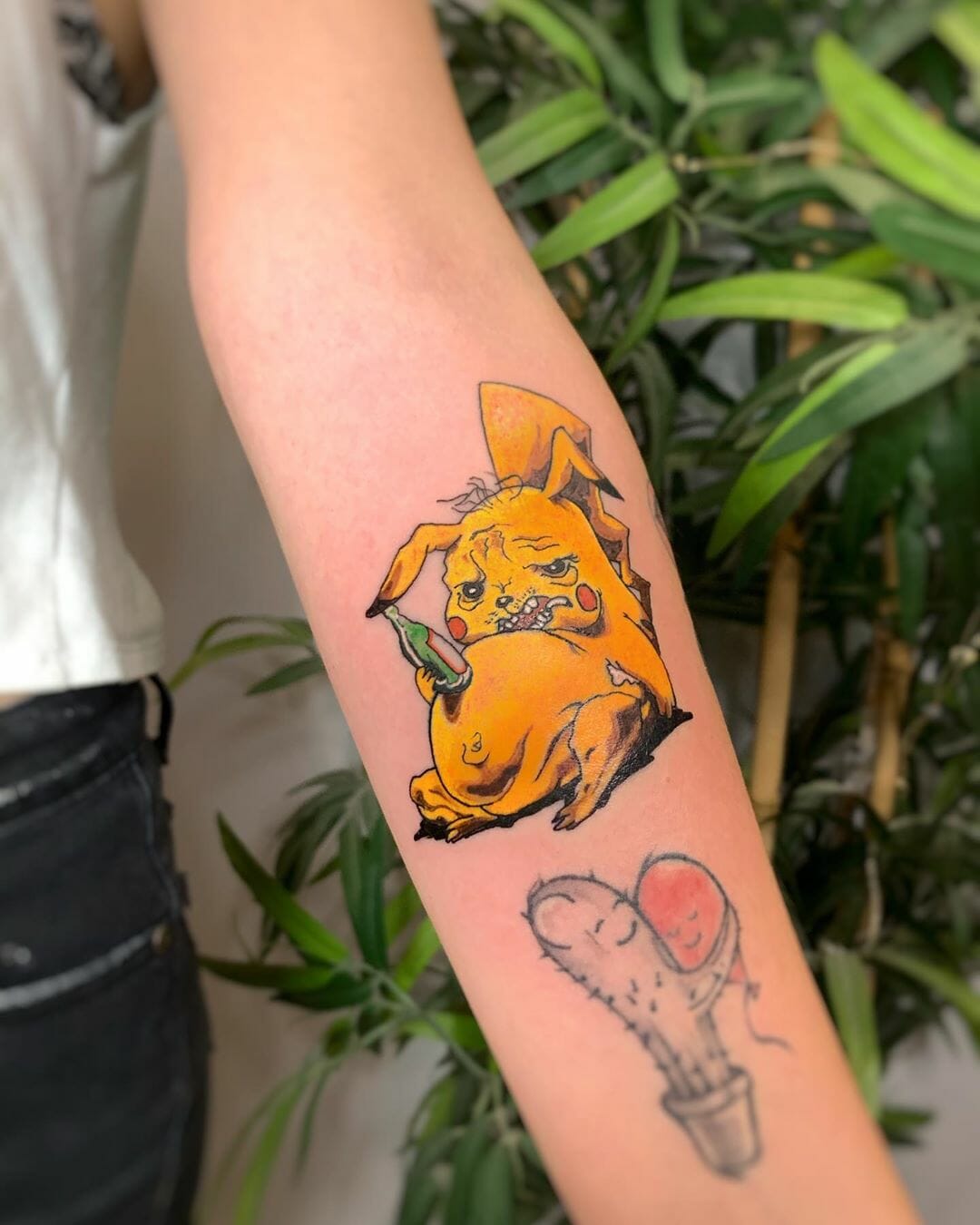 Ragged Drunk Pikachu Tattoo