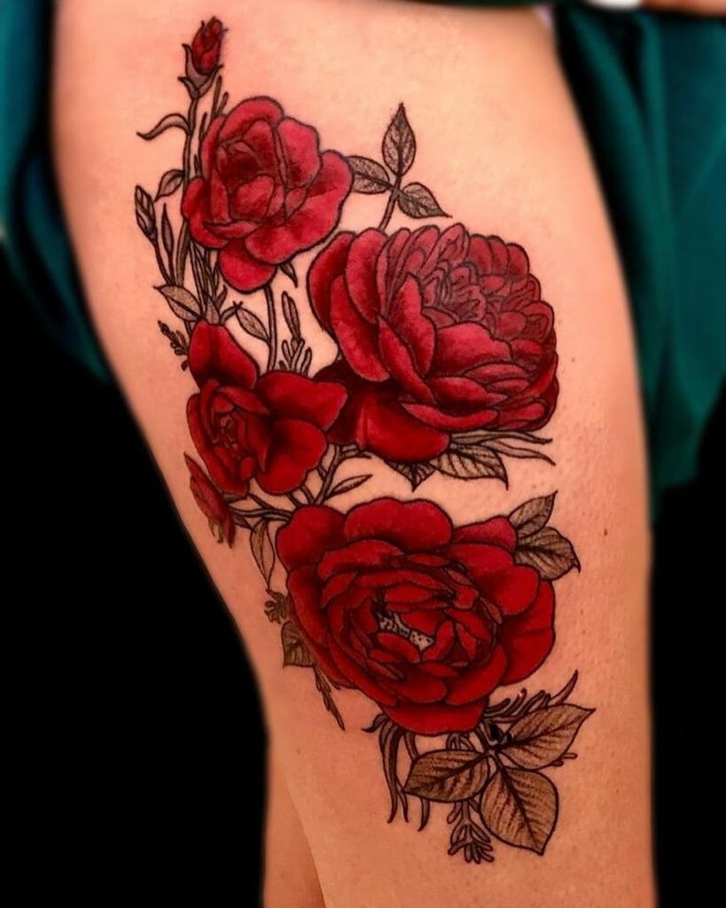 Red Rose Thorny Bush