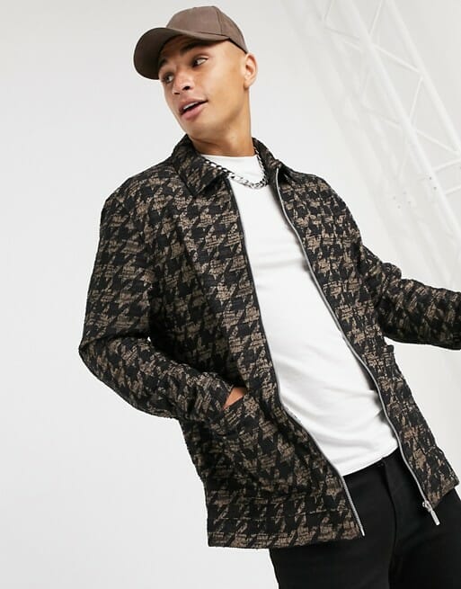 River Island overshirt in houndstooth