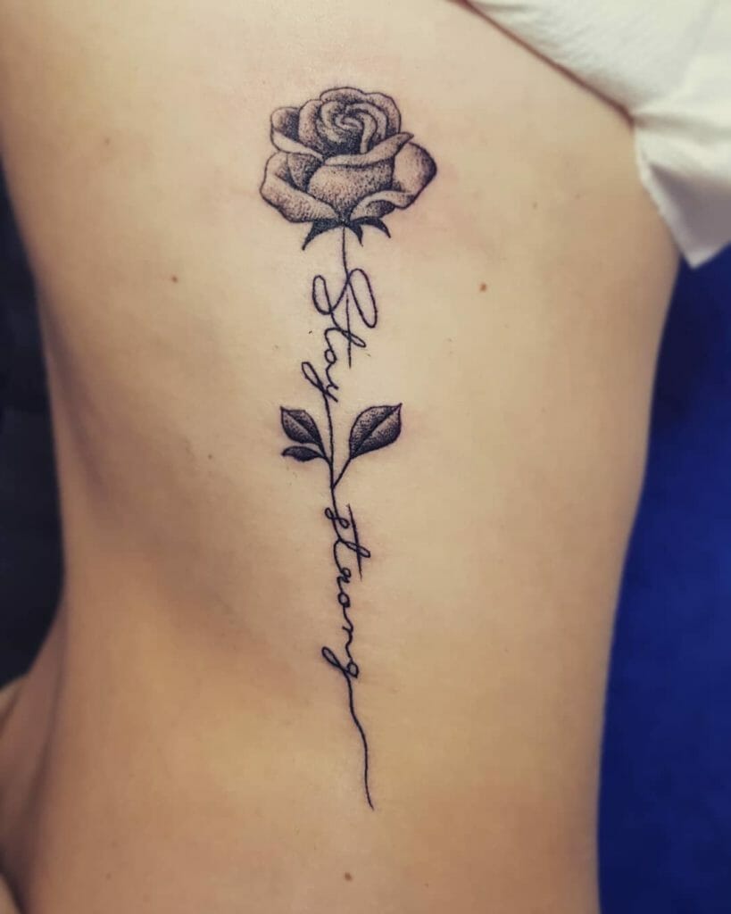 Rose Flower and Quote Tattoo Drawing Ideas