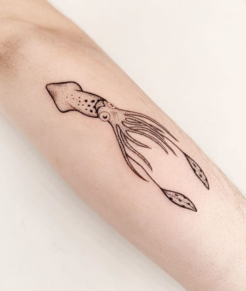 Simple And Small Squid Tattoo