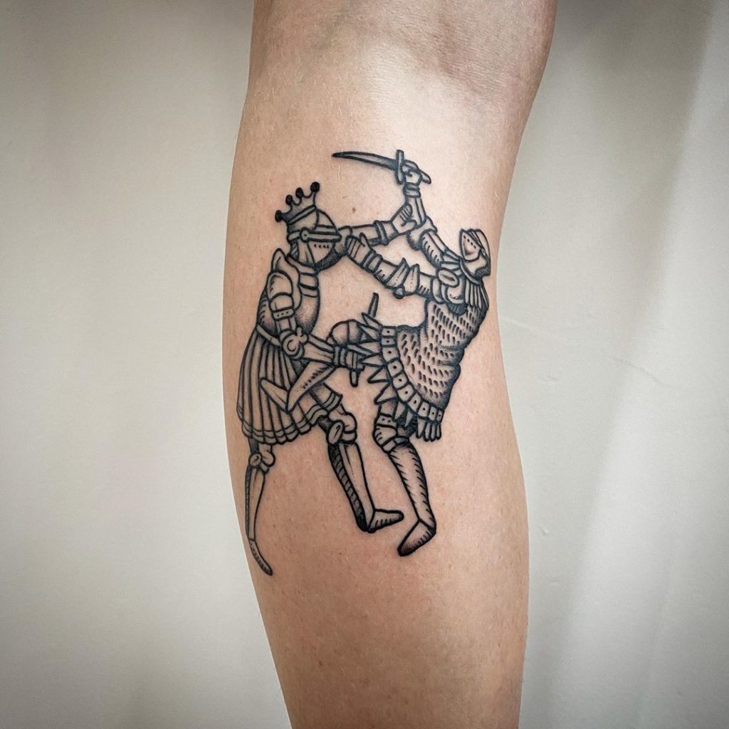Simple Yet Funny Black Ink Knight Tattoos