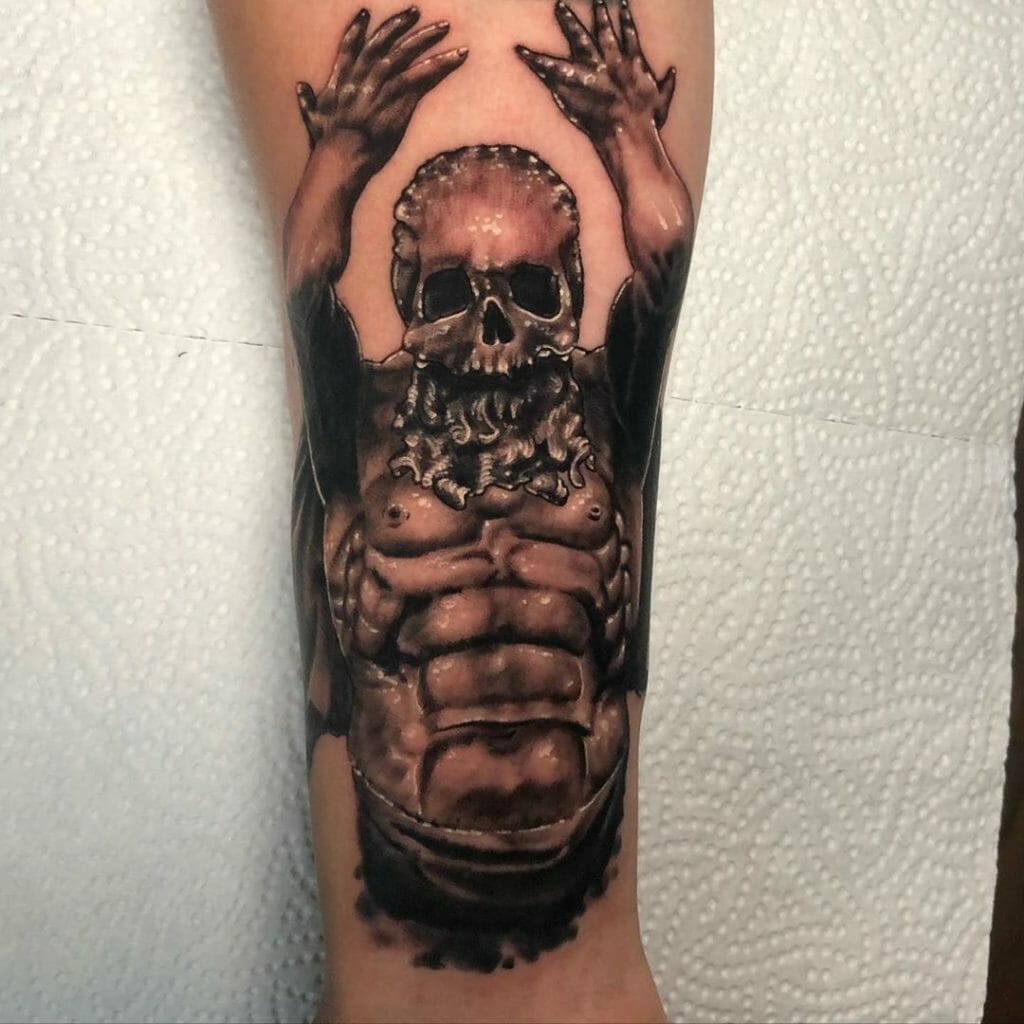 Skeleton Atlas Holding The World Tattoo