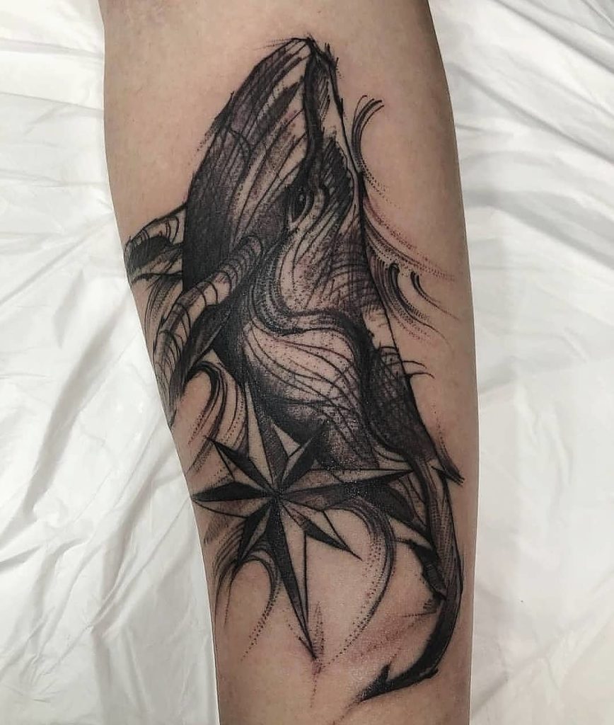 Sketchy Whale Tattoo