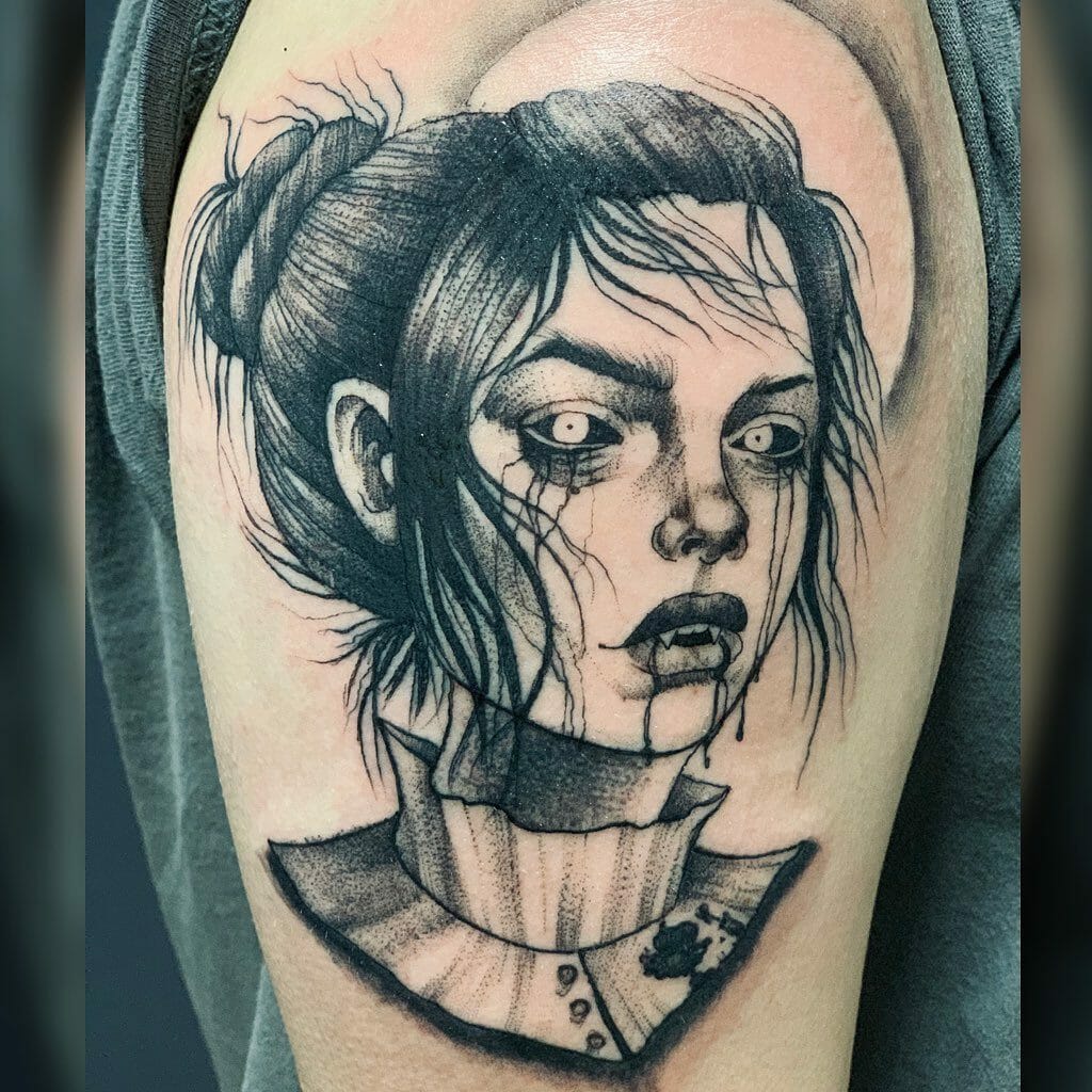 Sketchy Witch Tattoo Halloween Tattoos