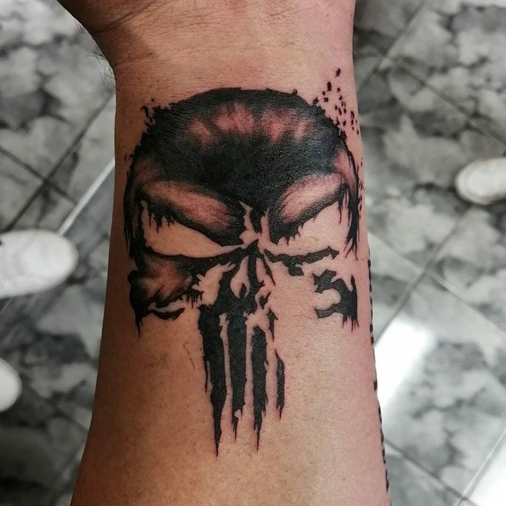 Small Punisher Tattoo Arm Design
