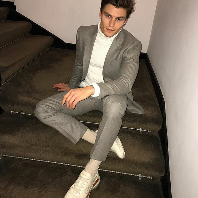Sneakers With Grey Suit Pants