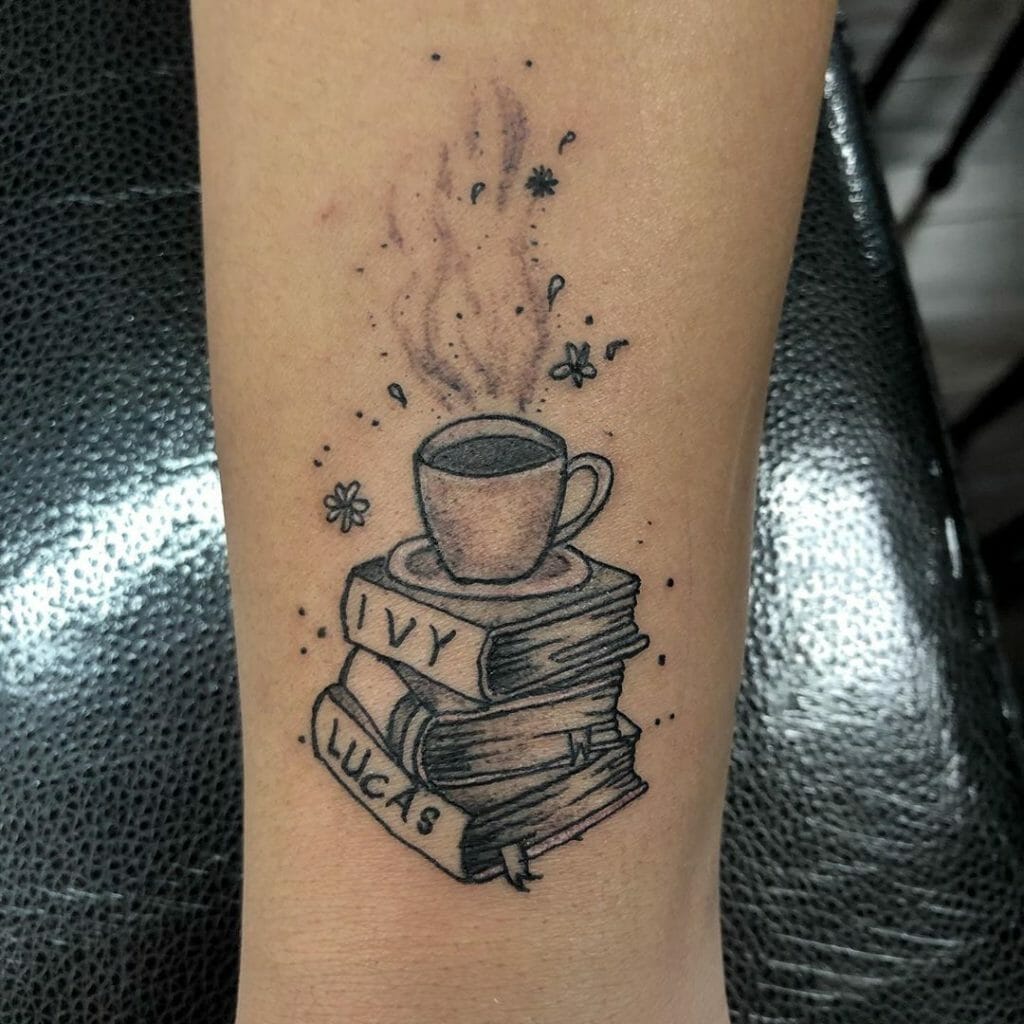 Stack of Books and Coffee Tattoos