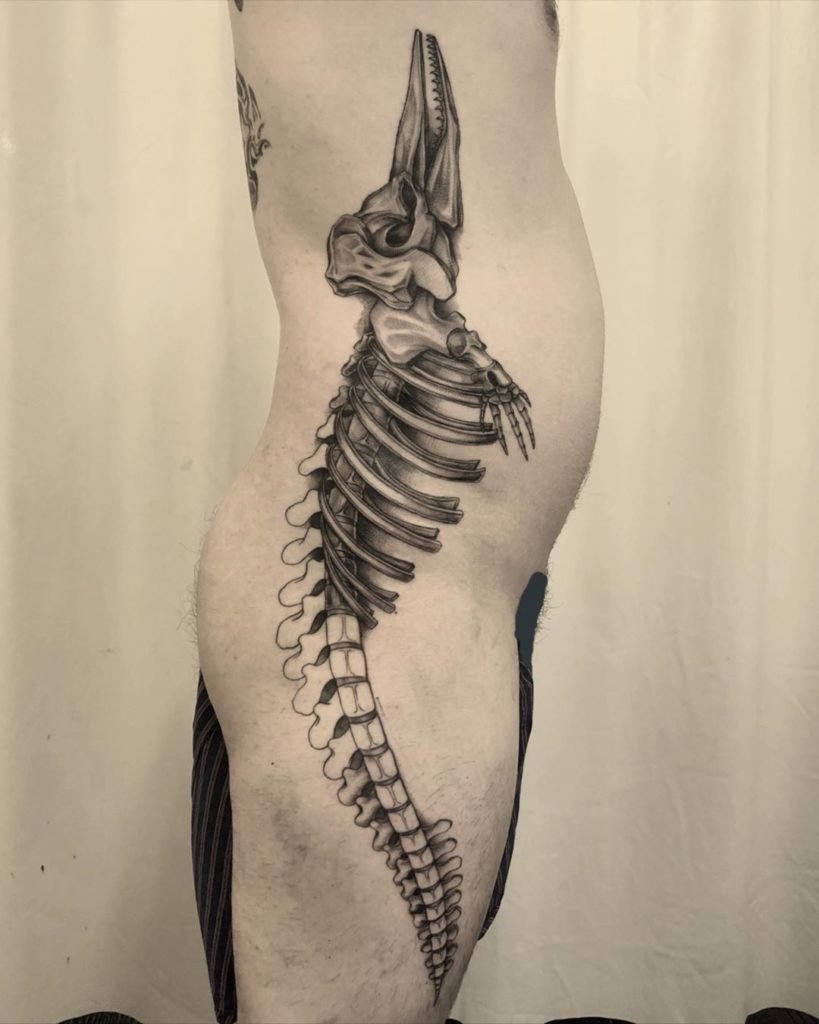 Stunning Whale Skeleton Tattoo
