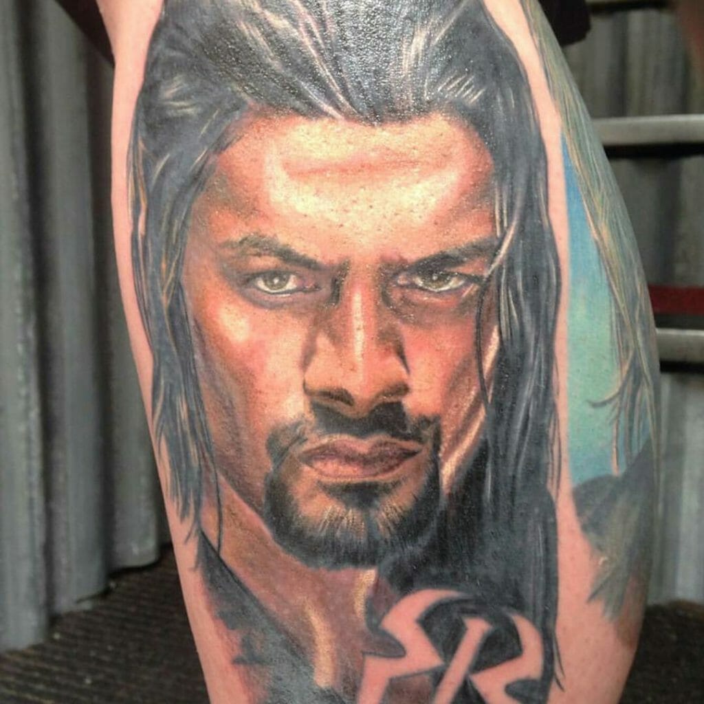Tattoo of Roman Reigns Handsome Face Full Color Body Art