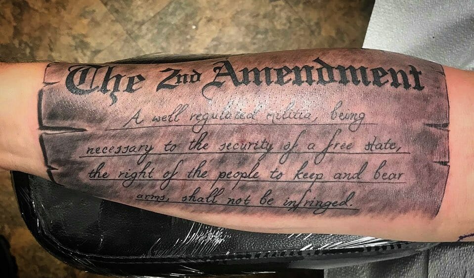 The 2nd Amendment Forearm Tattoo Parchment Paper