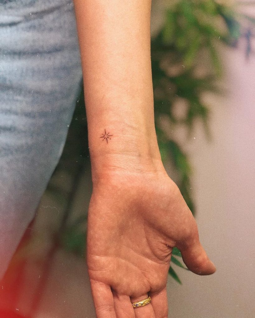 Tiny North Star Tattoo Elegant Wrist Tattoo Idea For Both Men and Women