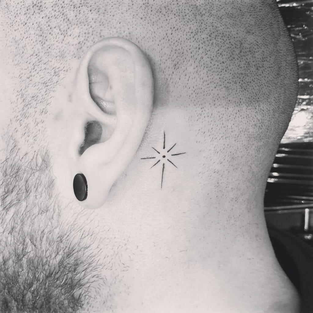 Tiny Simplistic Black Ink North Star Tattoo