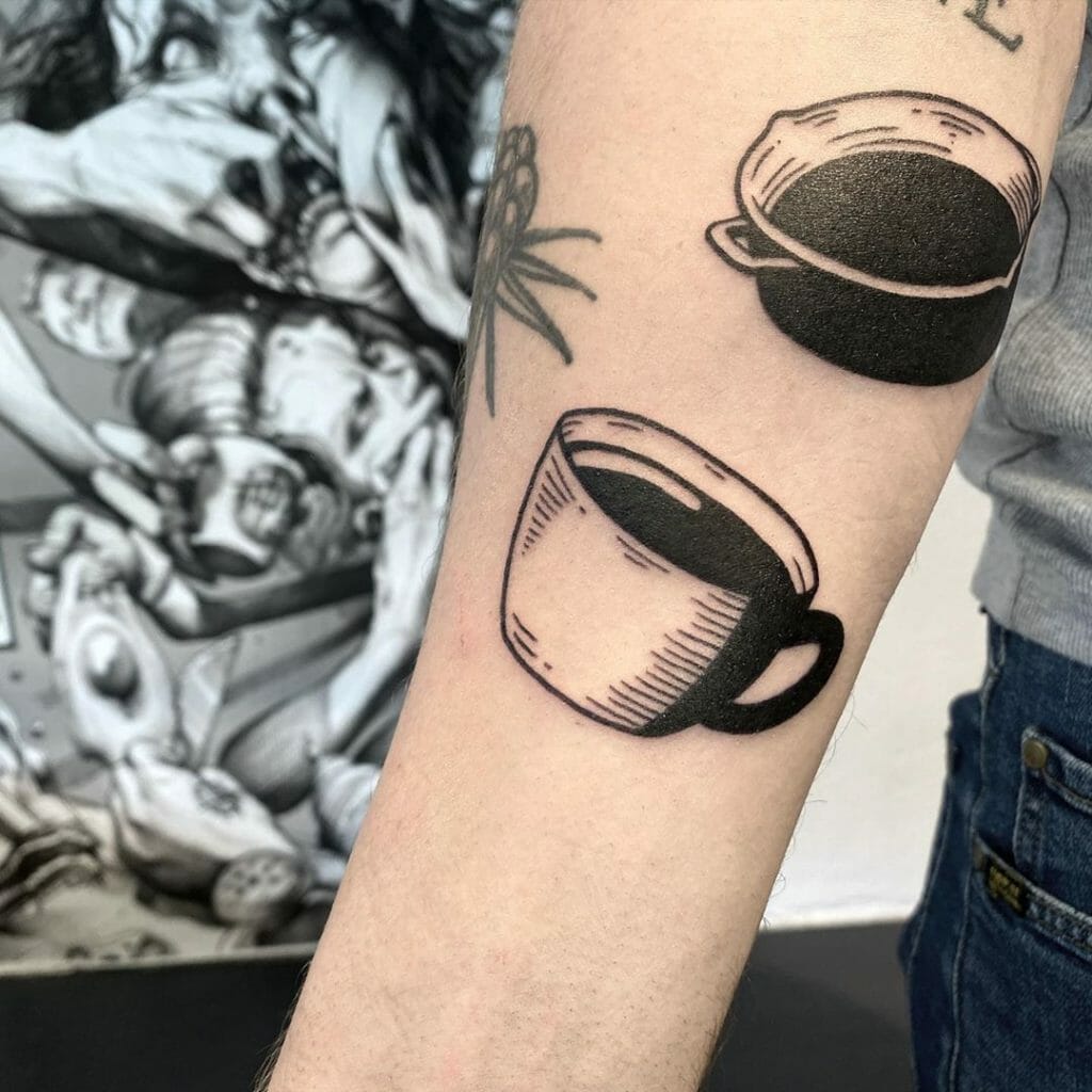 Traditional Coffee Cup Tattoo Design