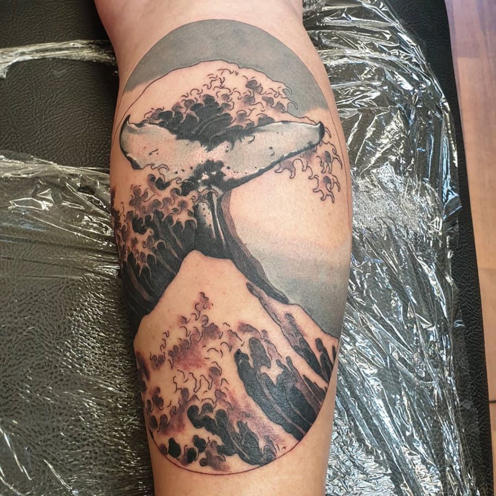 Traditional Japanese Inspired Artistic The Wave Whale Tattoo
