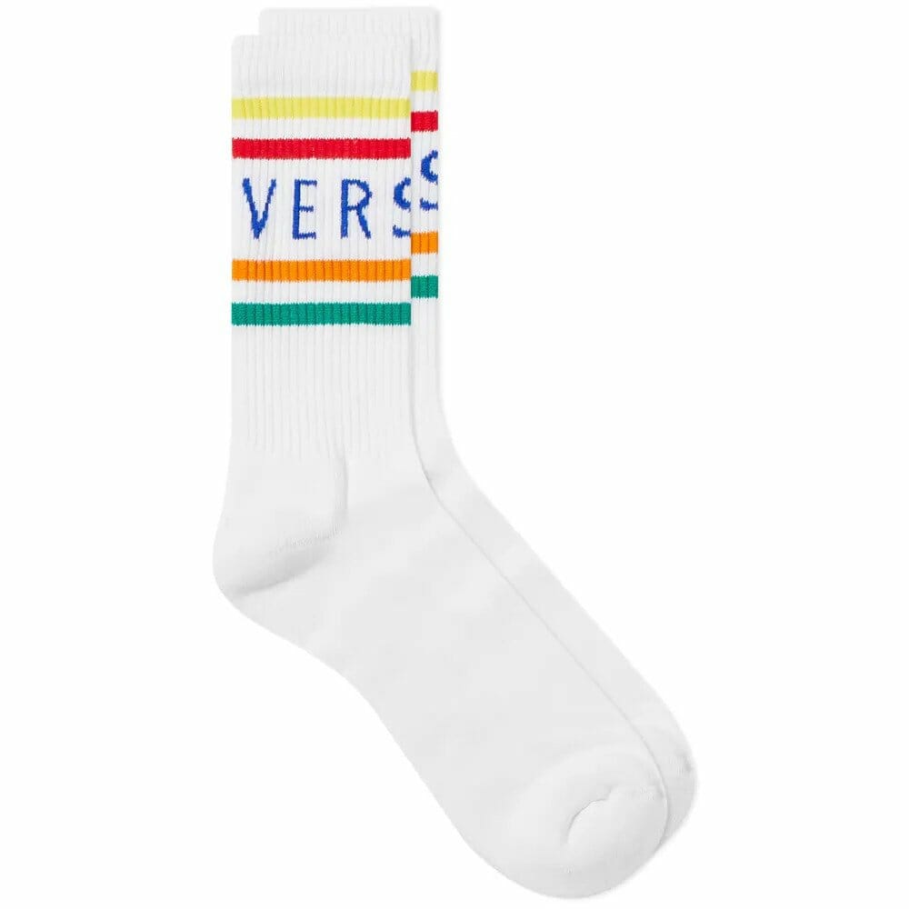 Versace Vintage Logo Sport Sock White & Multi