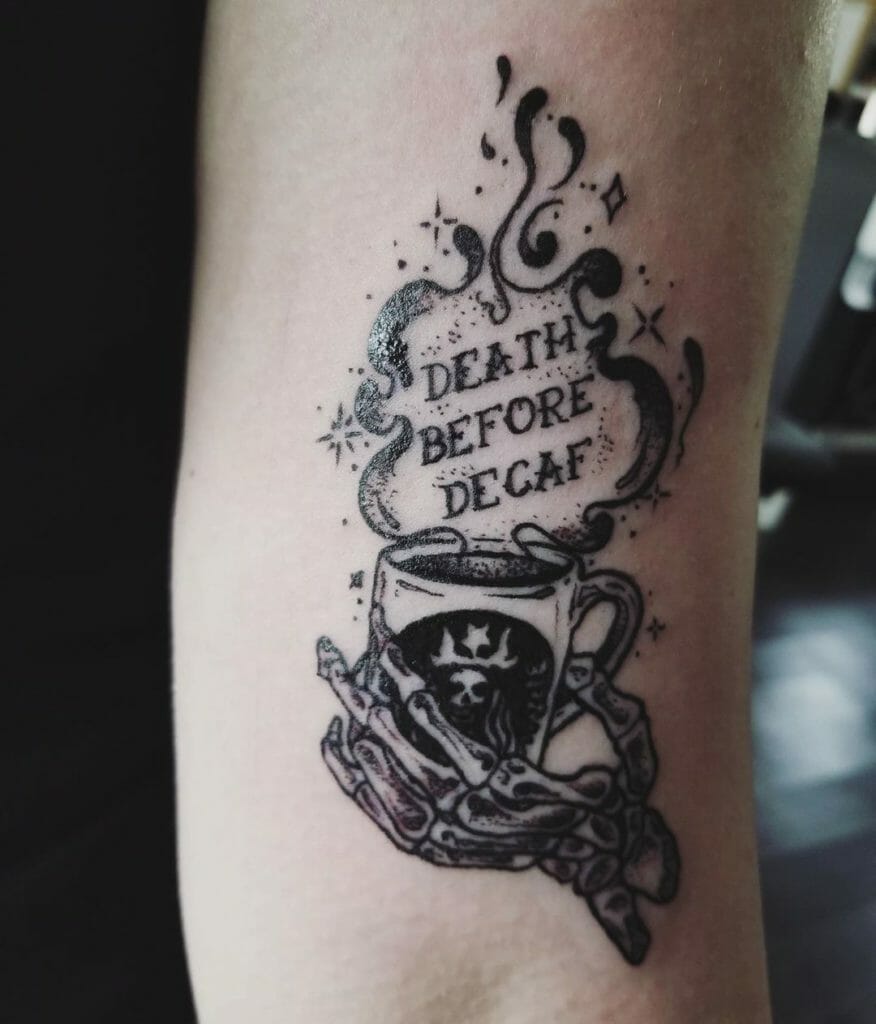 Witchy Death Before Decaf Tattoo Design