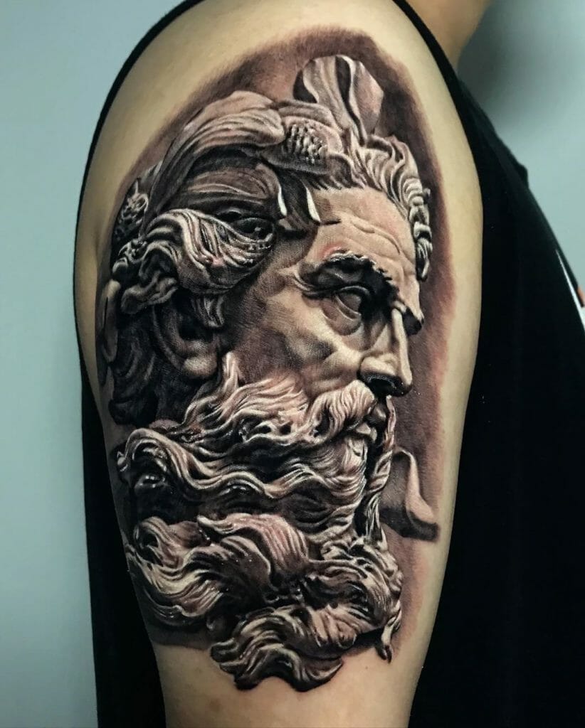 Zeus Realistic Tattoo Face Statue