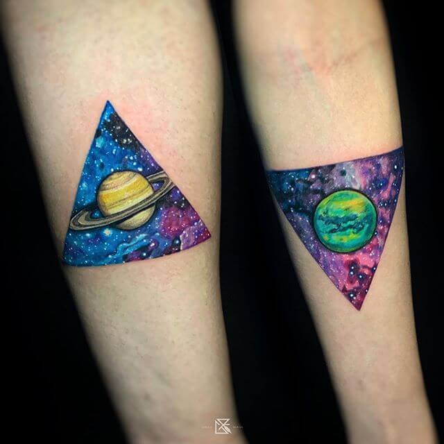 Rhombic Tattoo Design Of Planets Saturn