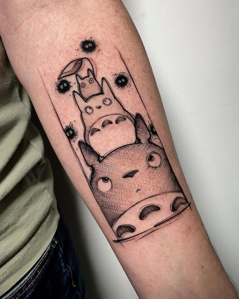 All Stacked Up Totoro Tattoo Black Ink Inspo