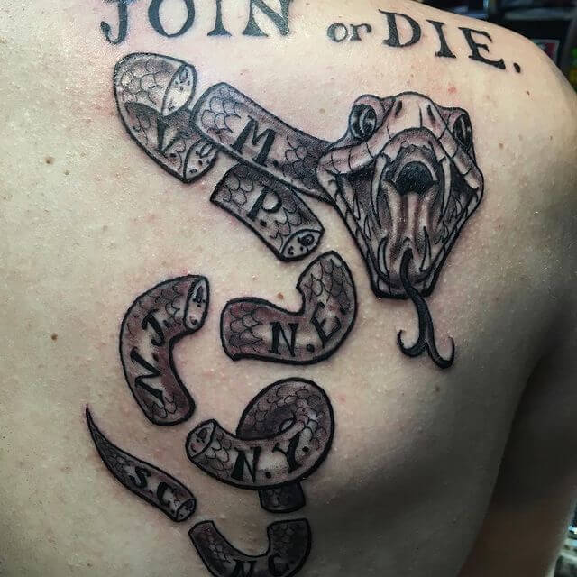 Back Black And White Join Or Die Tattooss