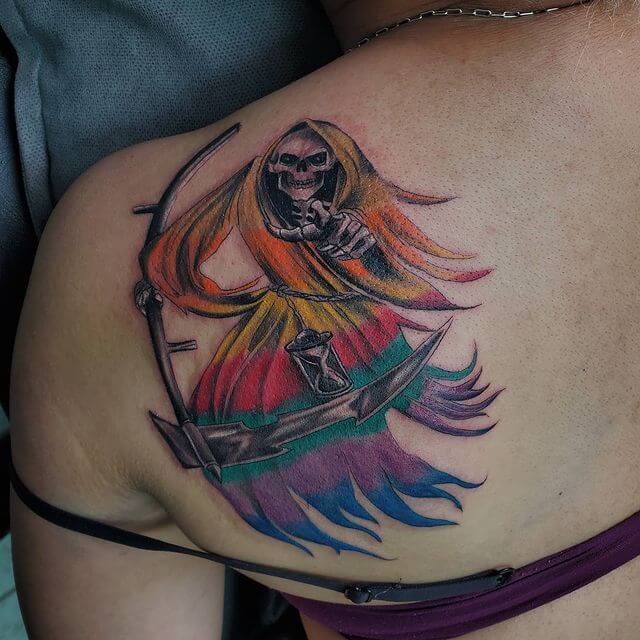 Back Shoulder The Saint Of Death Tattoo