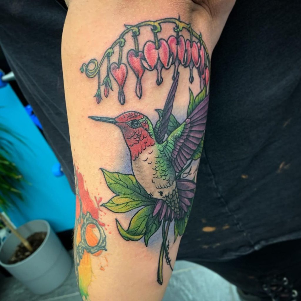 Bird Inspired Bleeding Heart Tattoo