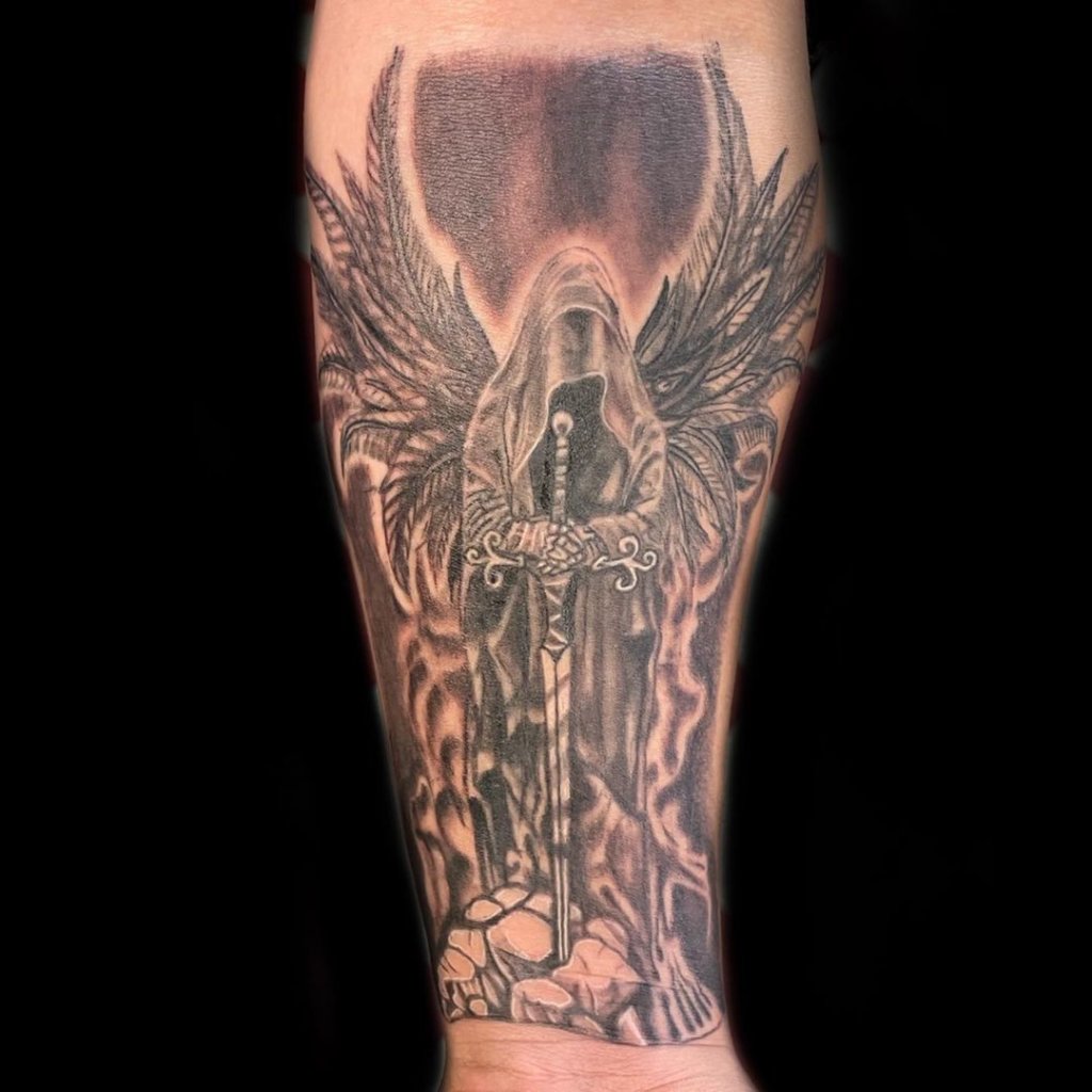 Black Warrior Angel Tattoo