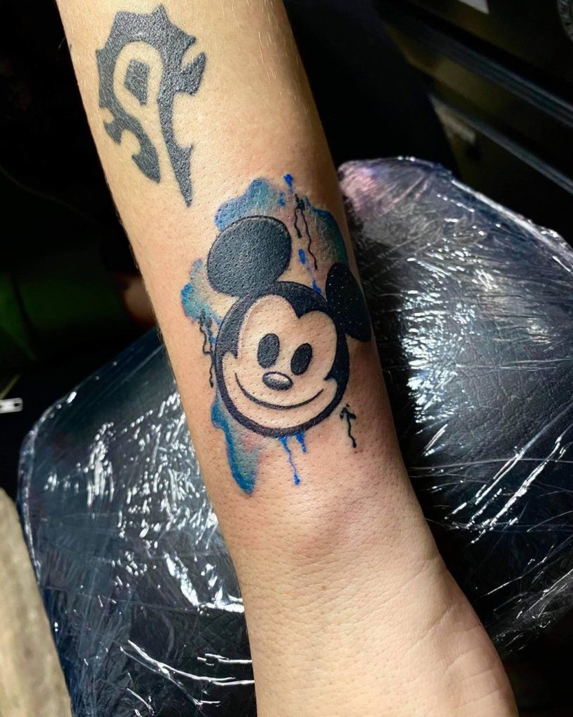 Bright Blue Mickey Mouse Tattoos