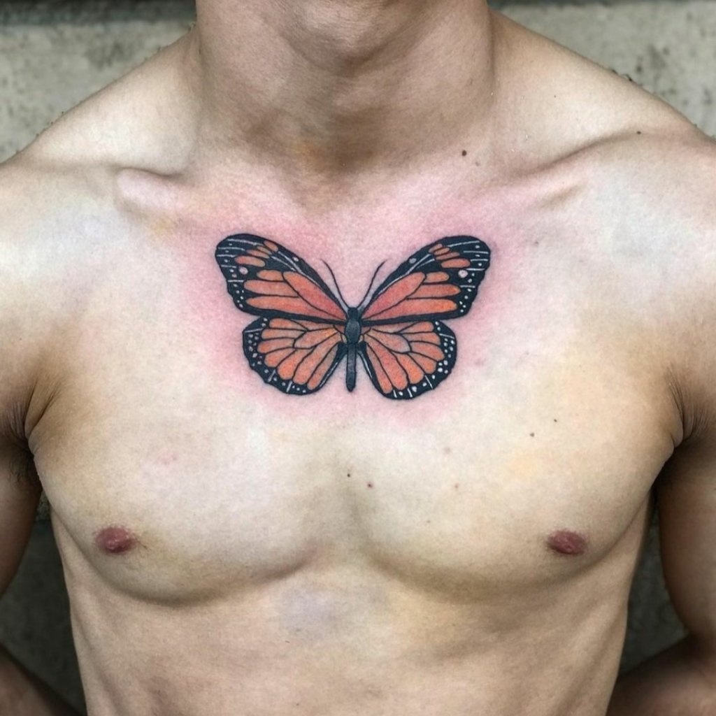 Chest Butterfly Tattoos