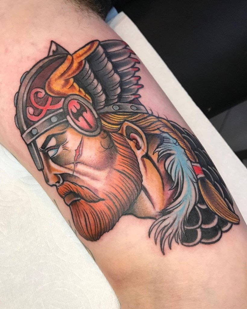 Colorful And Cartoon Inspired Hammer Tattoos Of Thor
