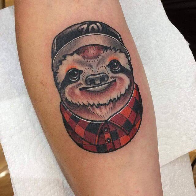 Colorful And Playful Sloth Tattoo