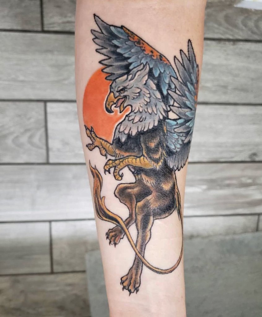 Colorful Griffin Designs Over Arms