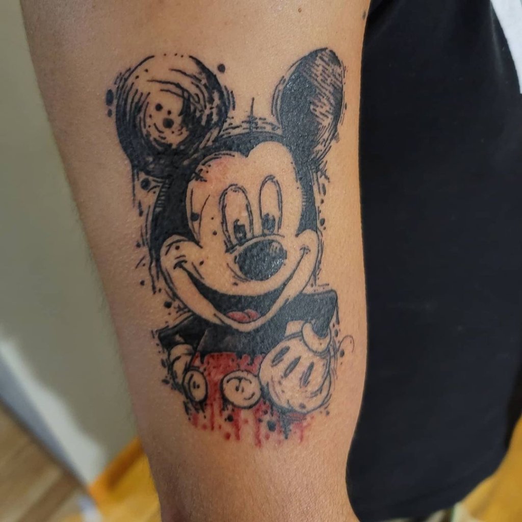 Colorful Mickey Mouse Hand Tattoos