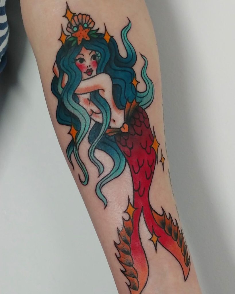 Colorful Salty Siren Tattoo Art Images