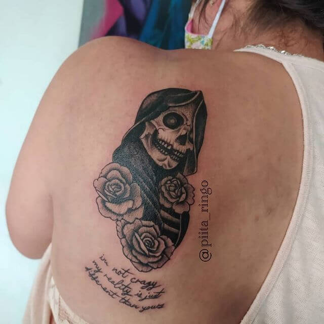 Cute Muerte Tattoos Over Back