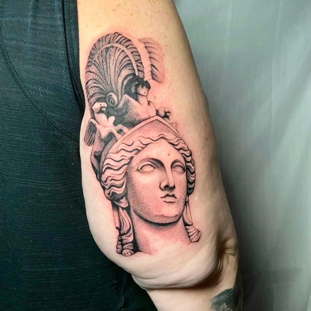 Dramatic Athena Tattoo Detailed Piece