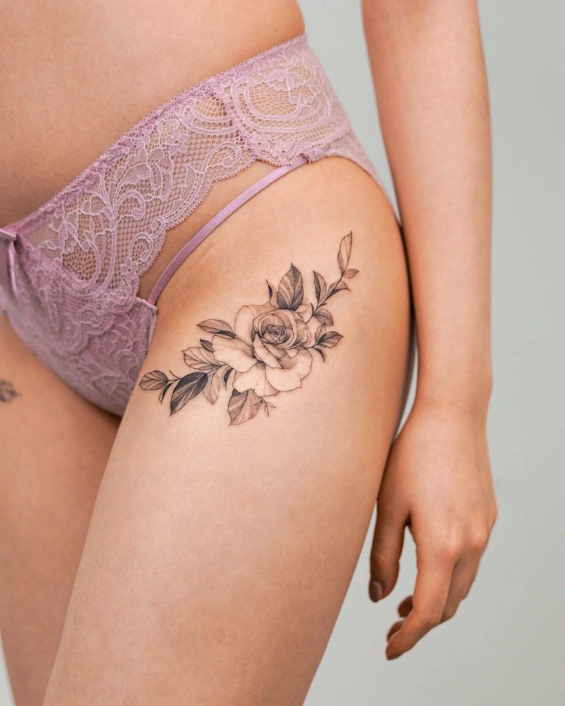 Feminine Tattoo Korean Girl Flower Design