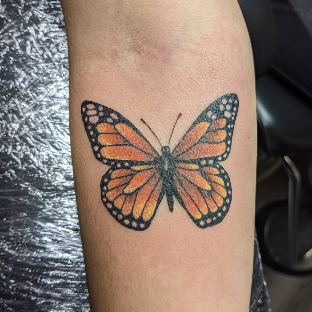 Forearm Monarch Butterfly Colorful Ink