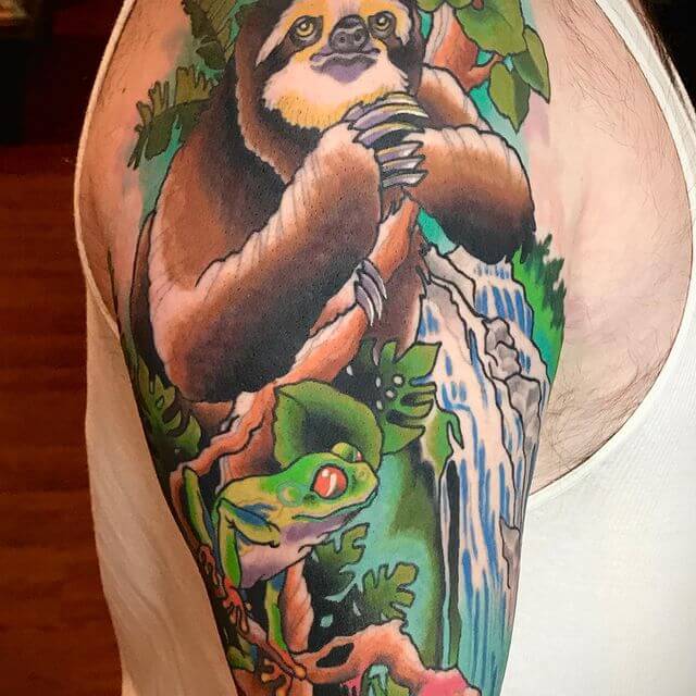 Giant Sloth Tattoo Shoulder Piece
