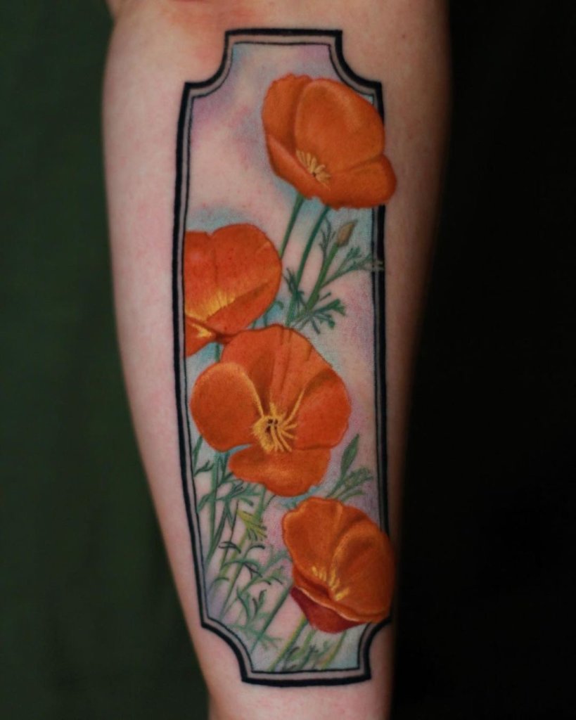 Gorgeous California Poppy Tattoo