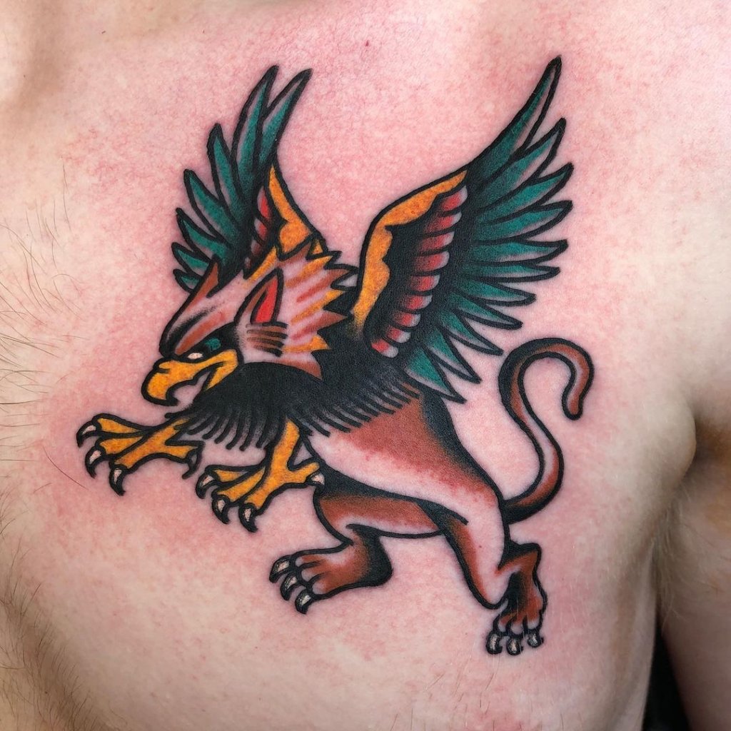 Griffin Tattoo Designs Over Chest