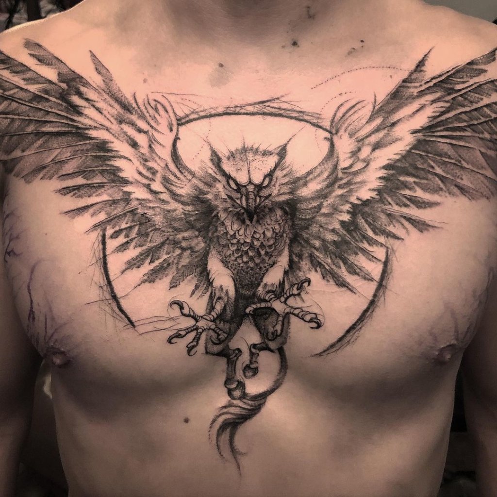 Gryphon Tattoo Over Chest Tattoos