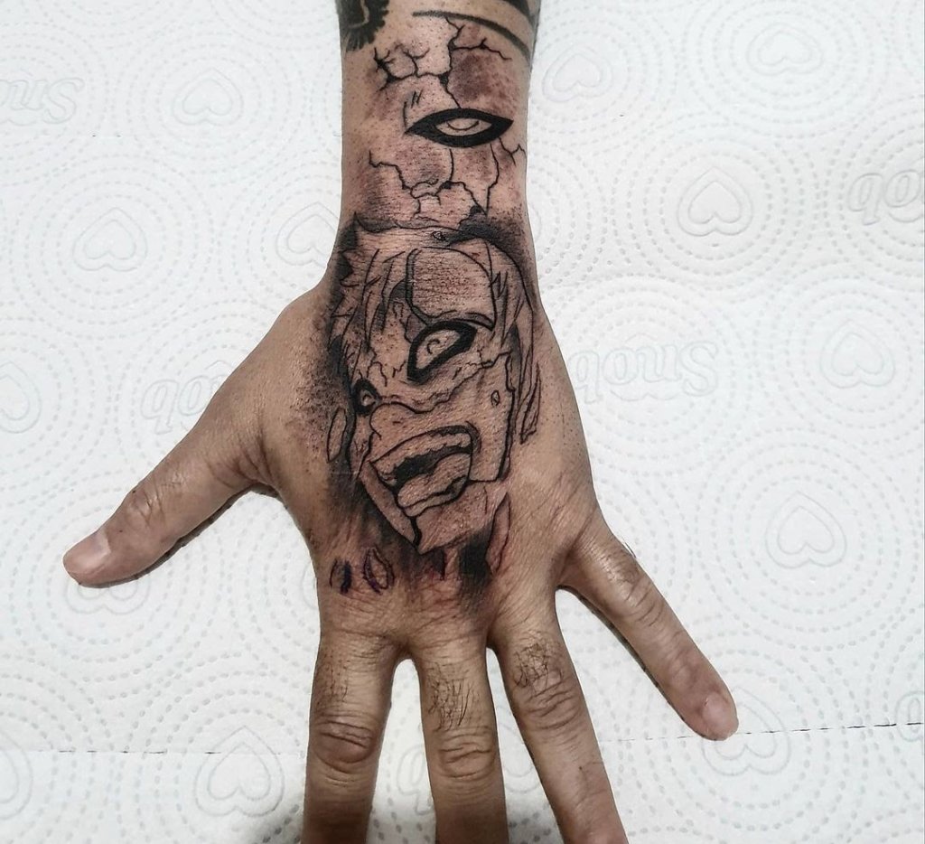 Hand Gaara Tattoo Black Ink Symbol Over Fist